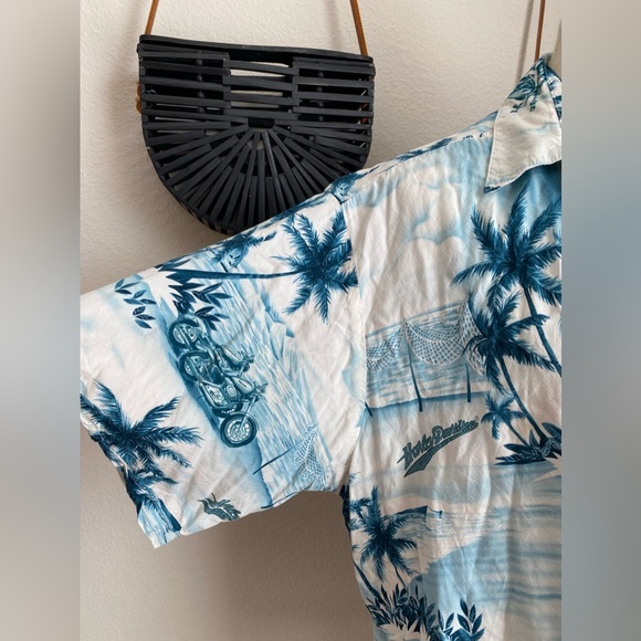 Vintage 90s Harley Davidson Tropical Hawaii Motorcycle Button Down, Size 2XL - Picture 3 of 5